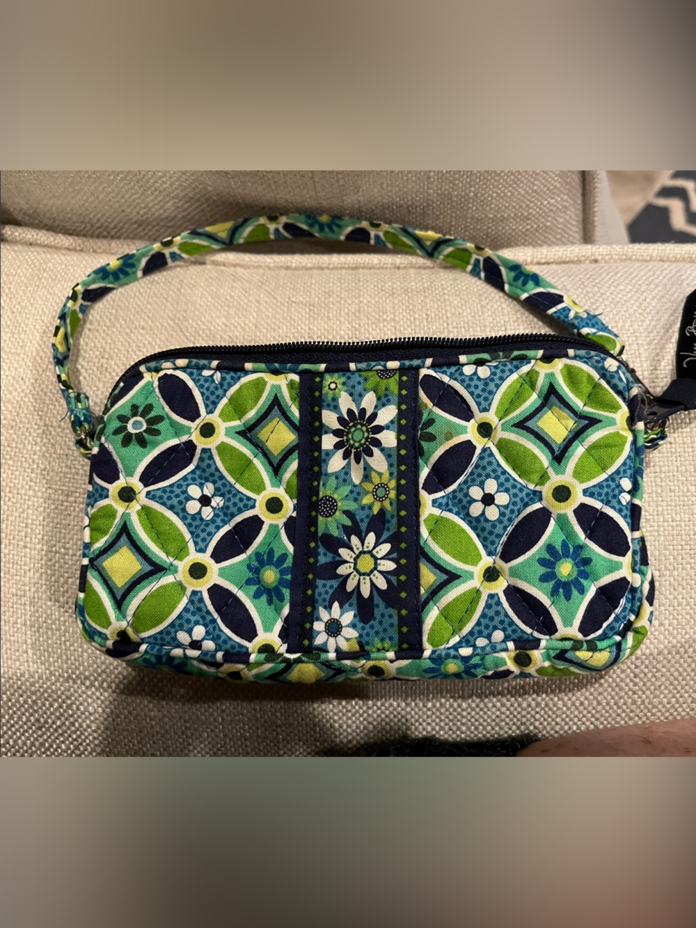 Vera Bradley Blue & Green Floral Quilted Wristlet